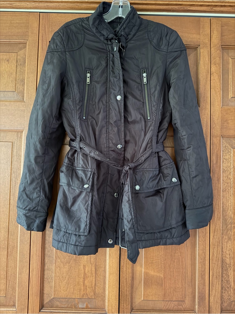 Banana Republic Black Quilted Belted Utility Jacket
